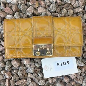 Christian Dior Yellow Patent Leather Miss Dior Promenade Wallet (No Strap)